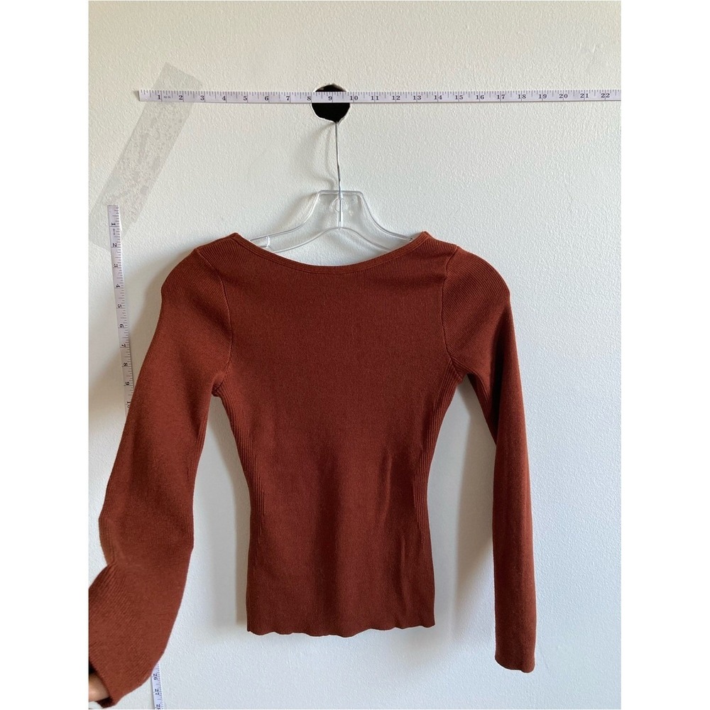 Lovebonito 2 Smart 70s Sleuth Bridgerton Romance terracotta compression knit top - Picture 3 of 5